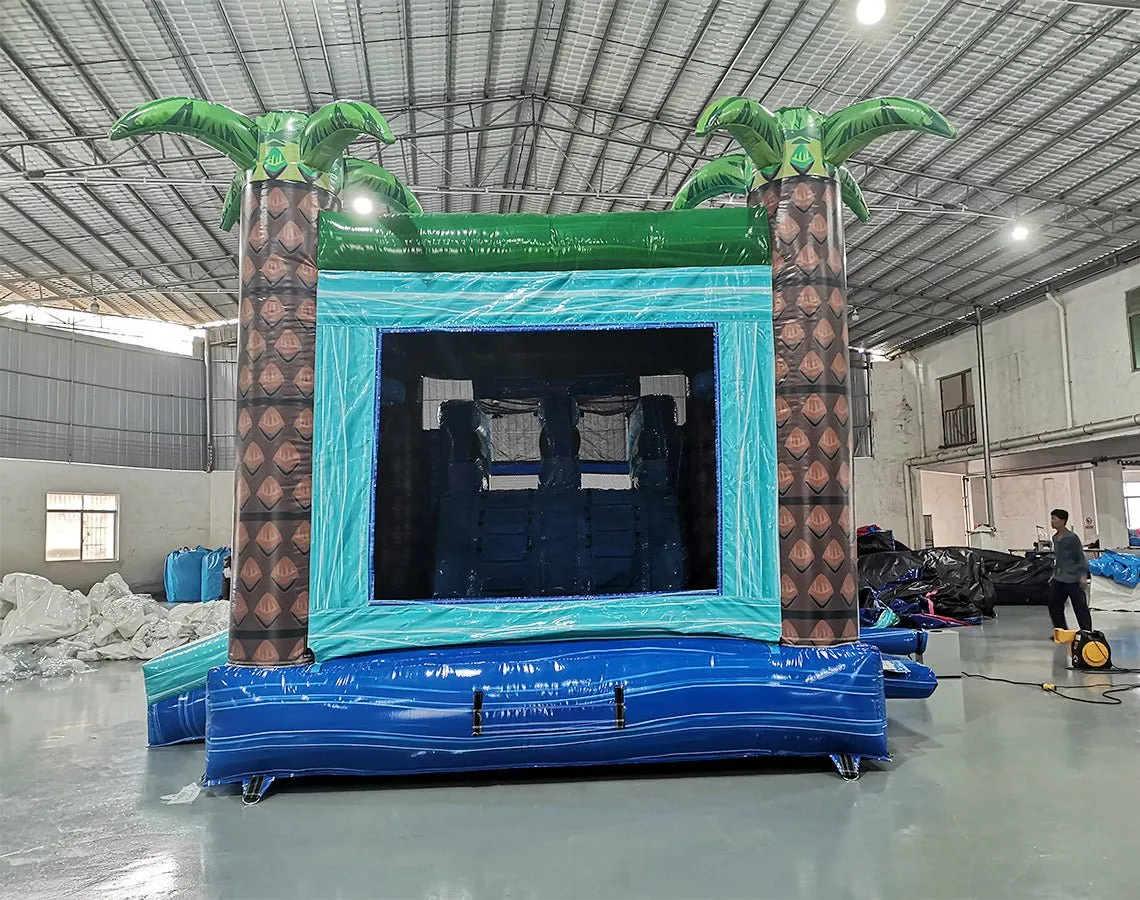 Island Drop Dual Lane Bounce House with Slide (Wet/Dry)
