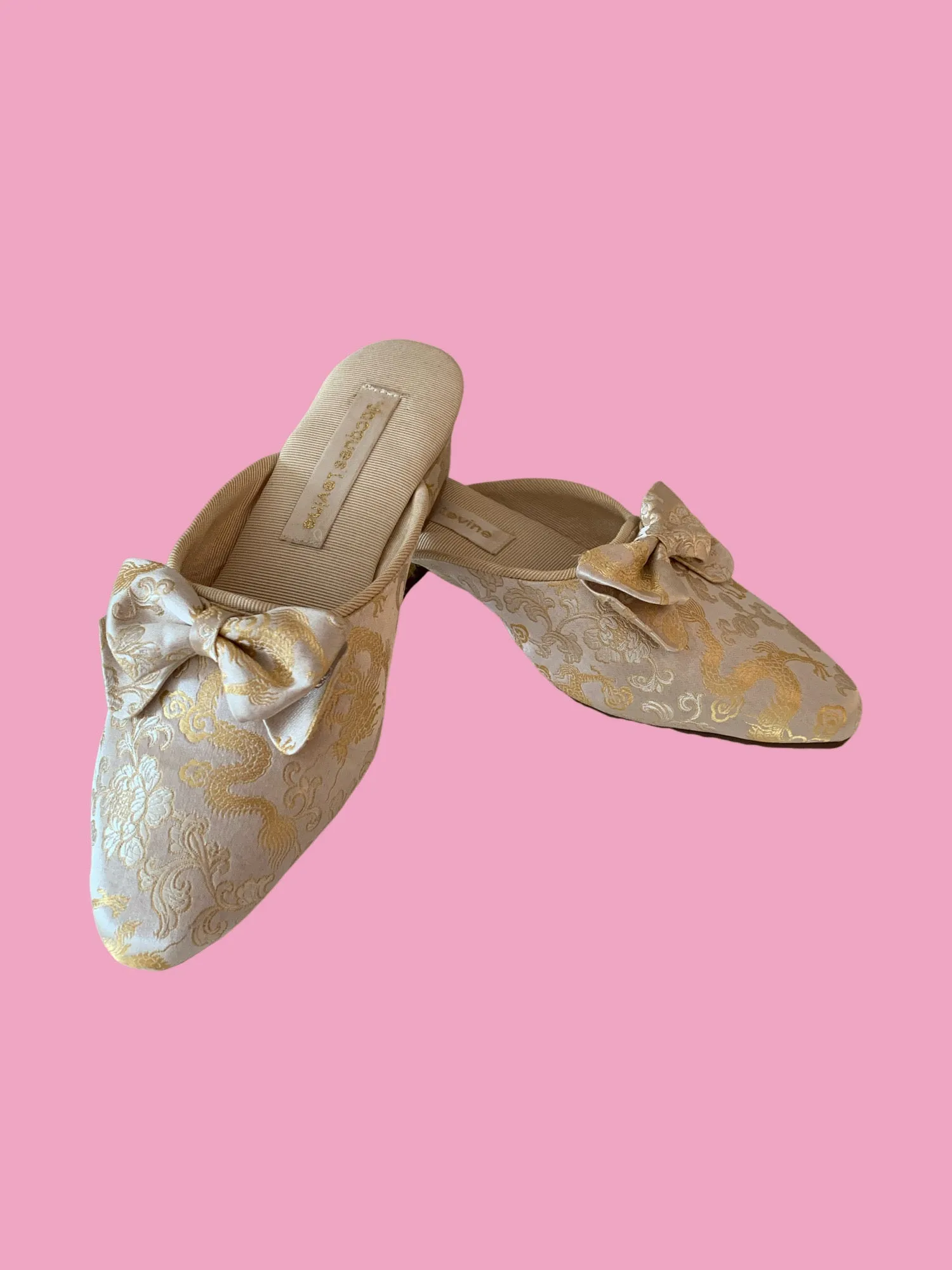 Jacques Levine Silk Slippers