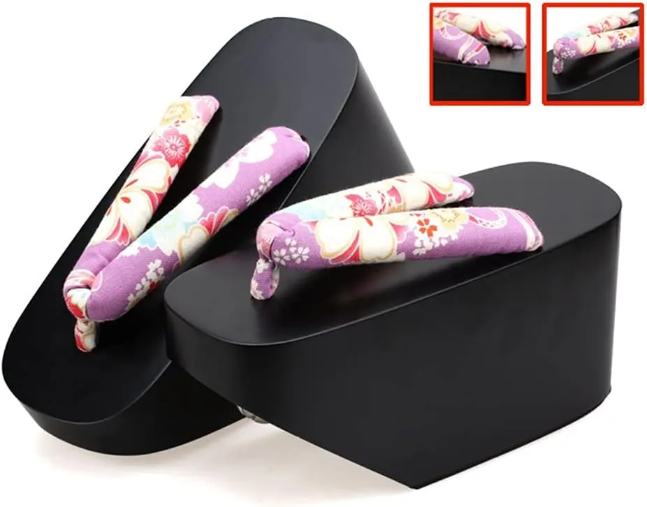Japanese Traditional Wooden Clogs Geta Women's Slippers Sandals Summer Womens Flip-Flop Outdoor Performances Sandals Dance Clog Platform High-Heeled Shoes