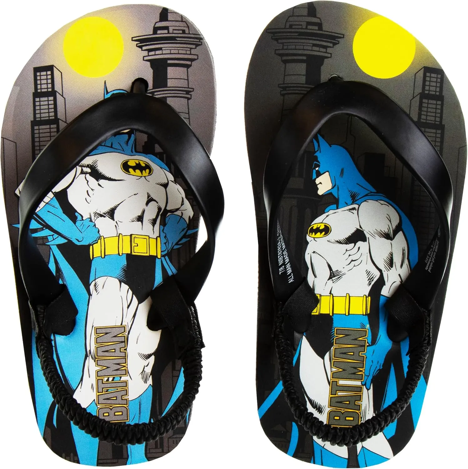 Josmo Boy's Batman Flip Flops Sandals-Kids Water Shoes-Character Superhero Comics Outdoor Thong Back Strap Beach Slip On Pool Slides Swim Slippers Quick-Dry