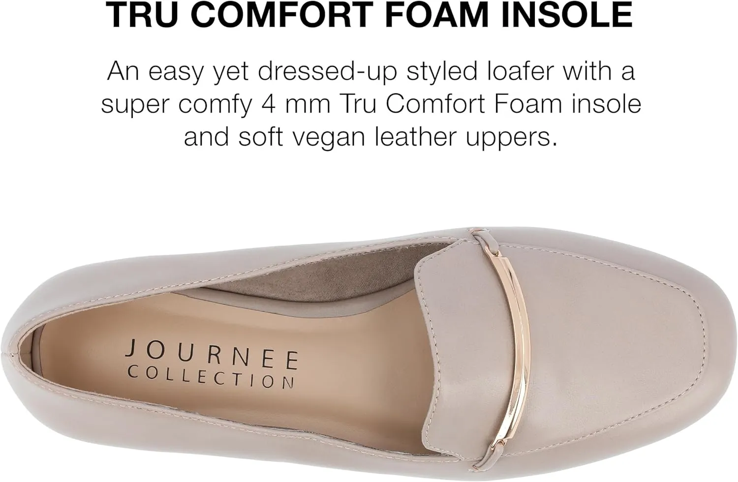Journee Womens Loafer Flat Notched Topline Square Toe Slip-On Block Heel - Wrenn Casual Dress Shoe