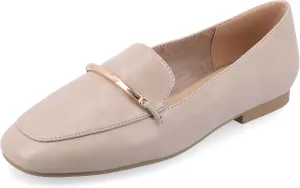 Journee Womens Loafer Flat Notched Topline Square Toe Slip-On Block Heel - Wrenn Casual Dress Shoe