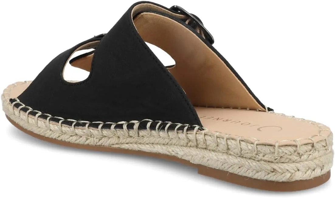 Journee Womens Slide On Sandal Cushioned Footbed Tresah Espadrille Open Toe Faux Leather Double Buckle