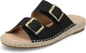 Journee Womens Slide On Sandal Cushioned Footbed Tresah Espadrille Open Toe Faux Leather Double Buckle
