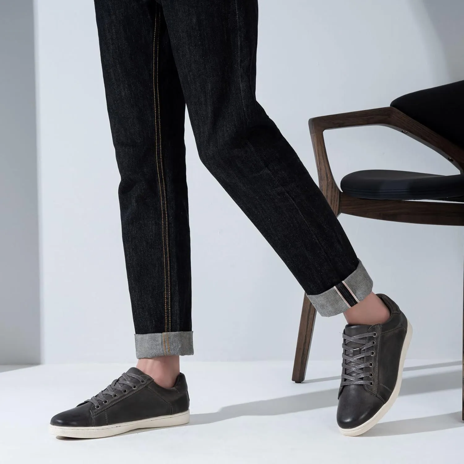 Jousen Men' s Casual Shoes Leather Dress Sneakers Business Casual Shoes for Men Breathable Fashion Sneakers