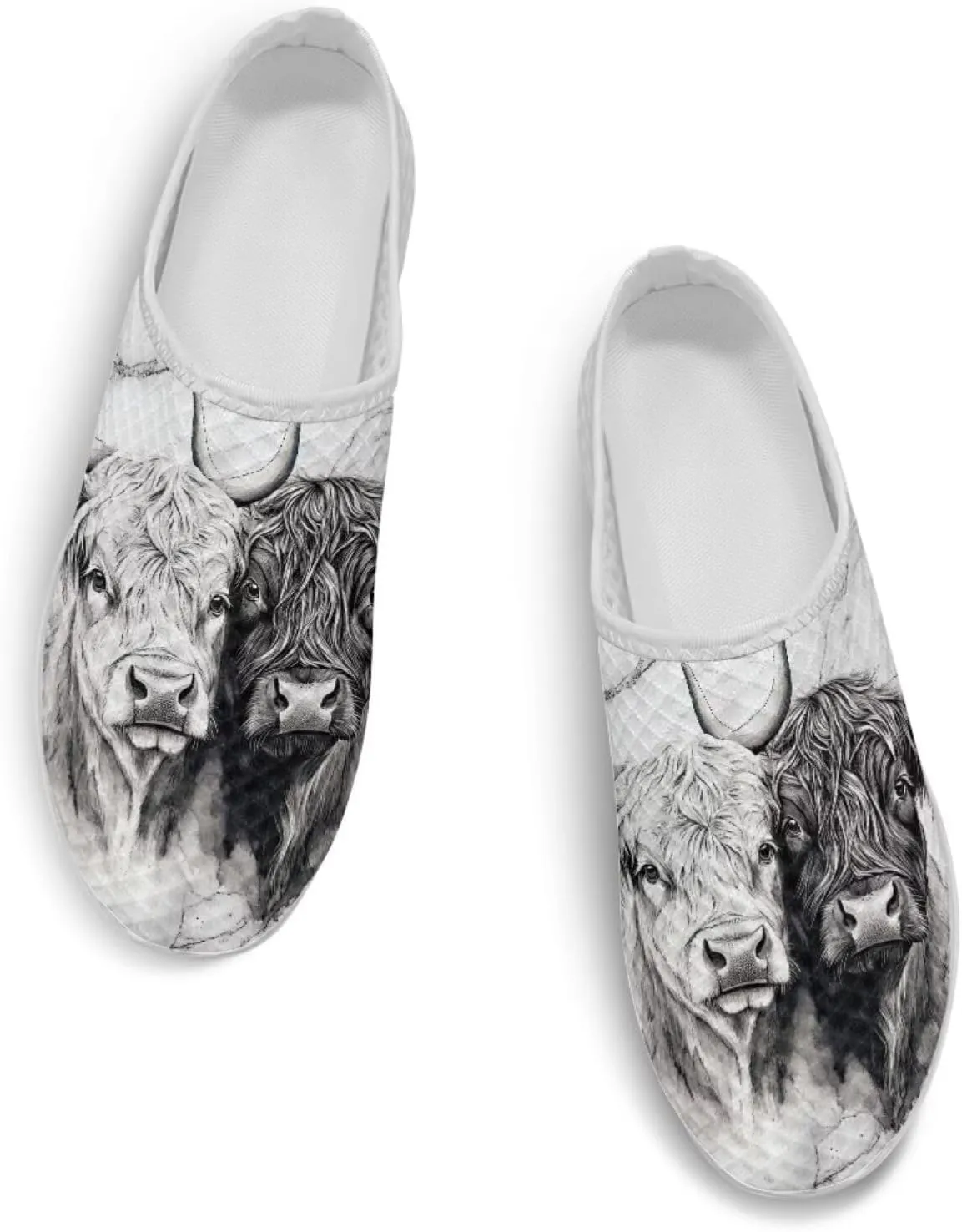 JoyLamoria Animal Pattern House Womens Shoes Mule Casual Sport Sneakers Breathable Slip on Walking Mesh