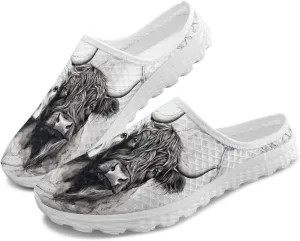 JoyLamoria Animal Pattern House Womens Shoes Mule Casual Sport Sneakers Breathable Slip on Walking Mesh