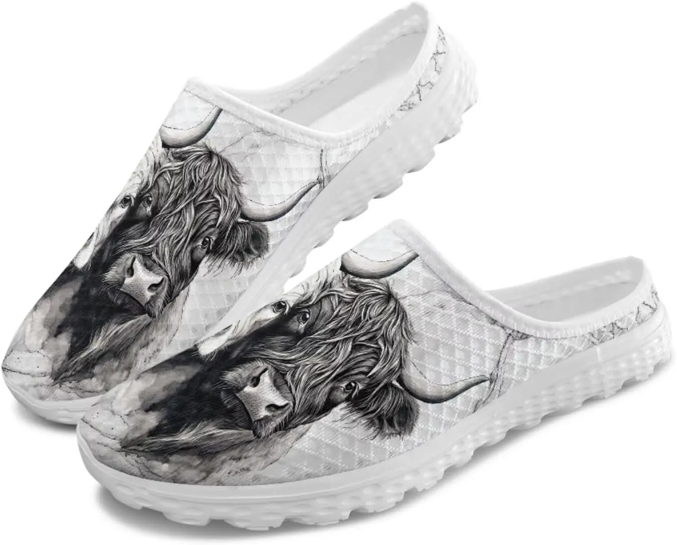 JoyLamoria Animal Pattern House Womens Shoes Mule Casual Sport Sneakers Breathable Slip on Walking Mesh