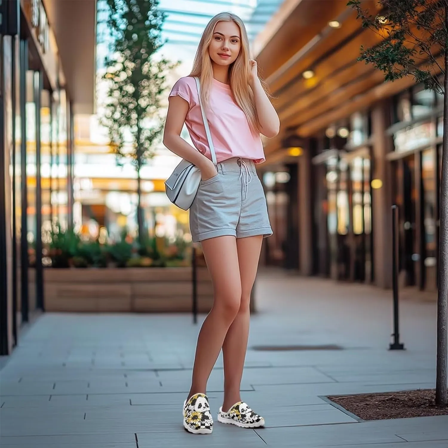 JoyLamoria House Flower Animal Pattern Womens Shoes Mule Casual Soft Mesh Clog Slip on Indoor Outdoor