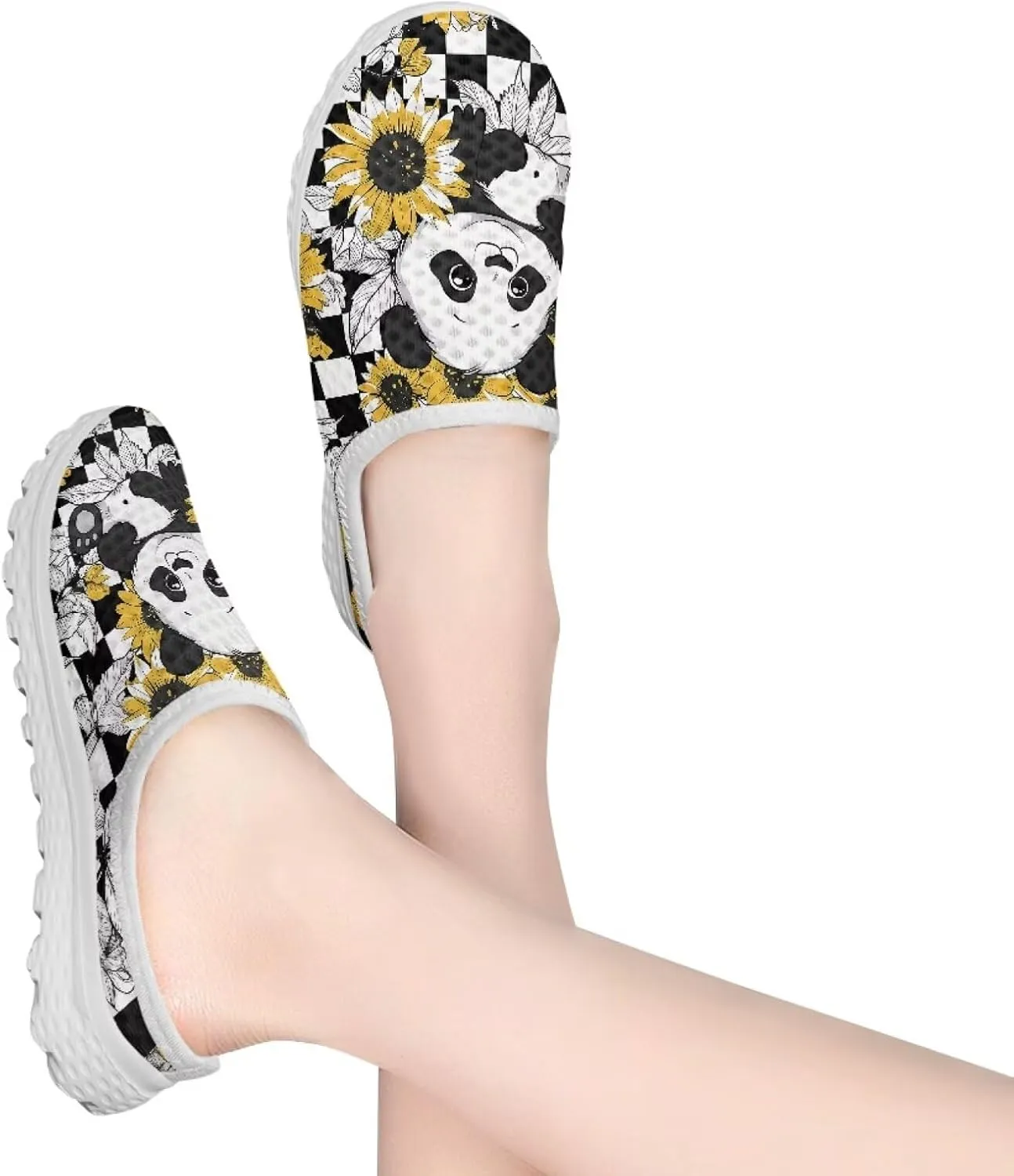 JoyLamoria House Flower Animal Pattern Womens Shoes Mule Casual Soft Mesh Clog Slip on Indoor Outdoor