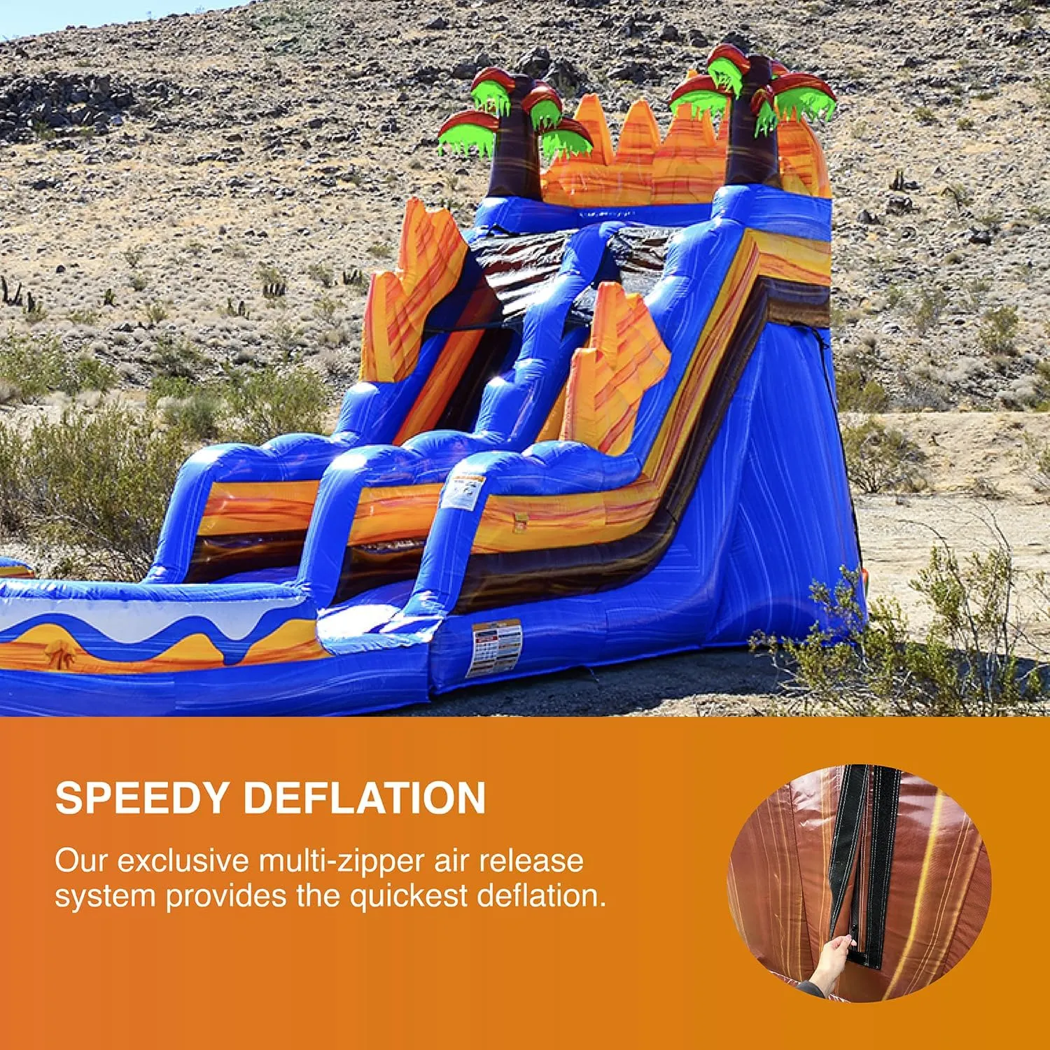 JumpOrange 15’ Oasis Commercial Grade Water Slide with Detachable Deep Pool for Kids and Adults (with Blower), Outdoor Indoor, Wet Dry Use, Tall Waterslide Inflatable