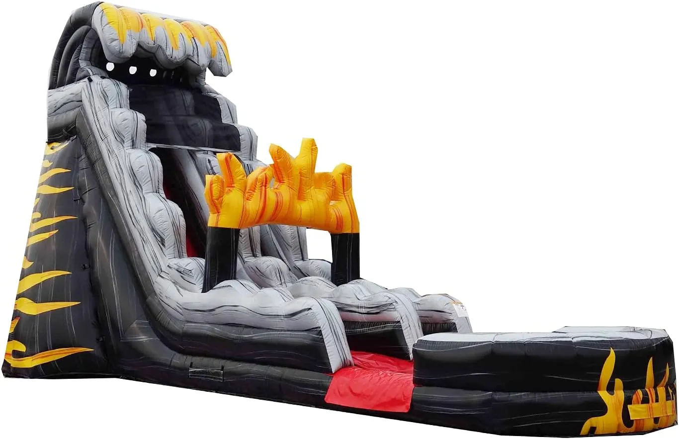 JumpOrange 19’ Flame Commercial Grade Water Slide with Splash Pool for Kids and Adults (with Blower), Outdoor Indoor, Wet Dry Use, Tall Inflatable