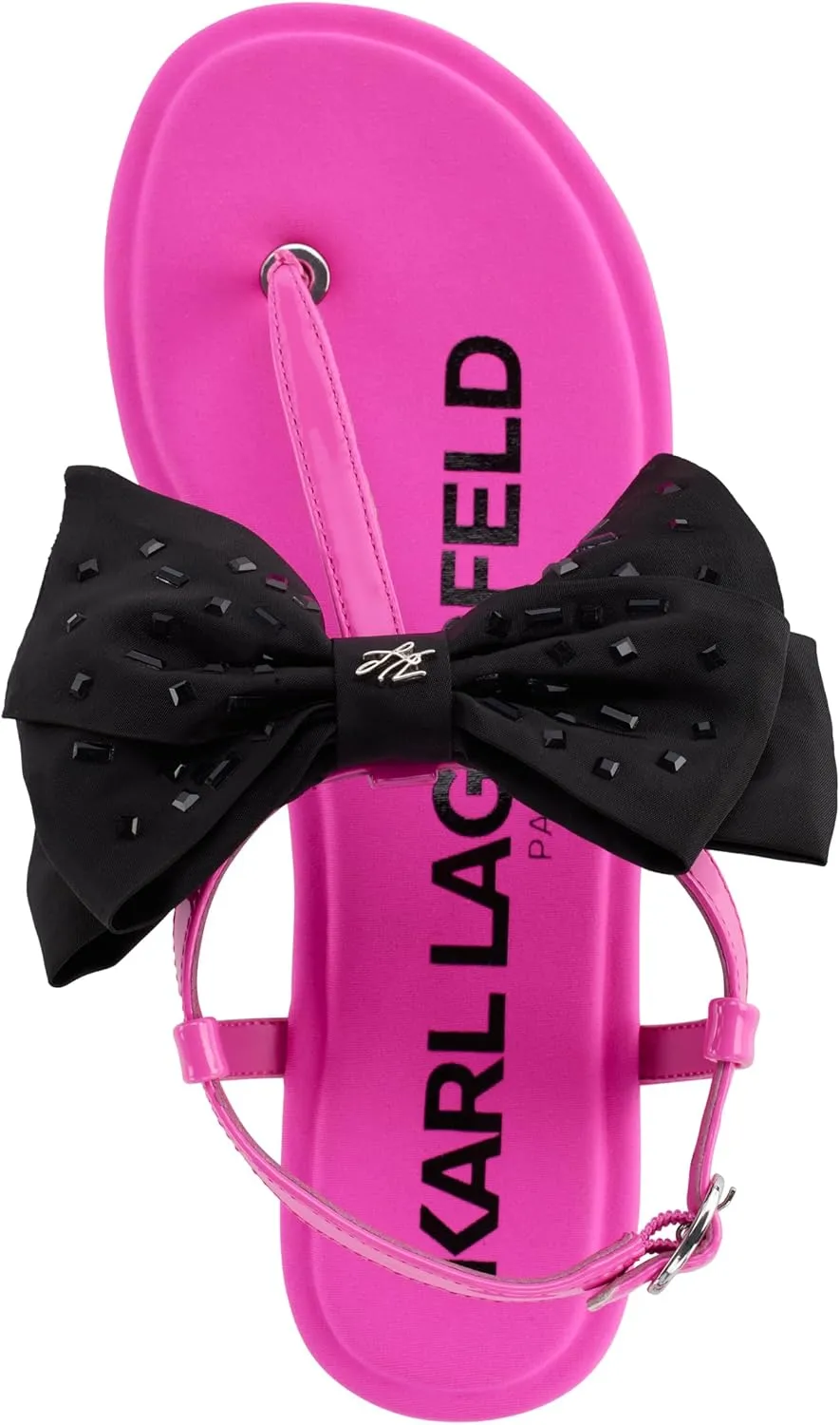 Karl Lagerfeld Paris Women's Cushioned Insole Everyday Cristi Bow-Flat Womes's Sandal Slide