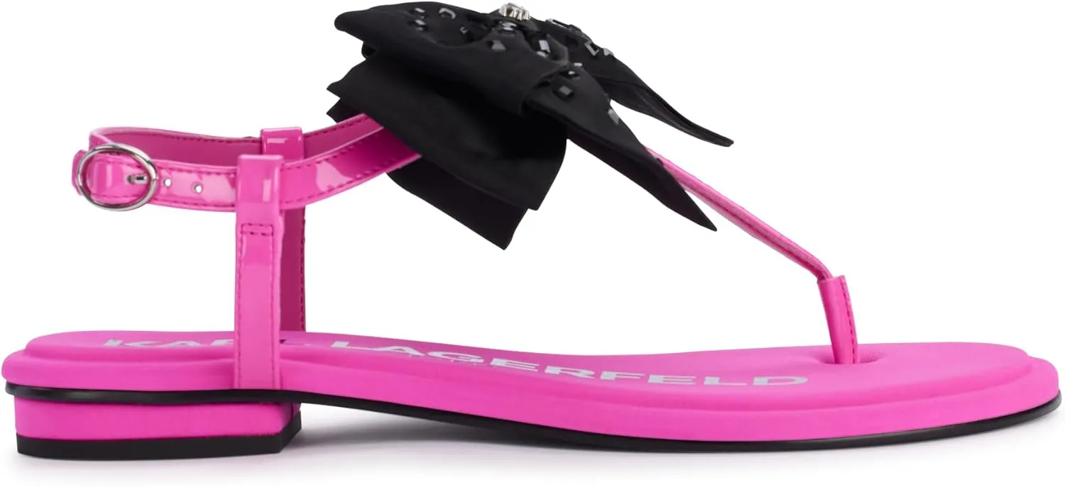 Karl Lagerfeld Paris Women's Cushioned Insole Everyday Cristi Bow-Flat Womes's Sandal Slide