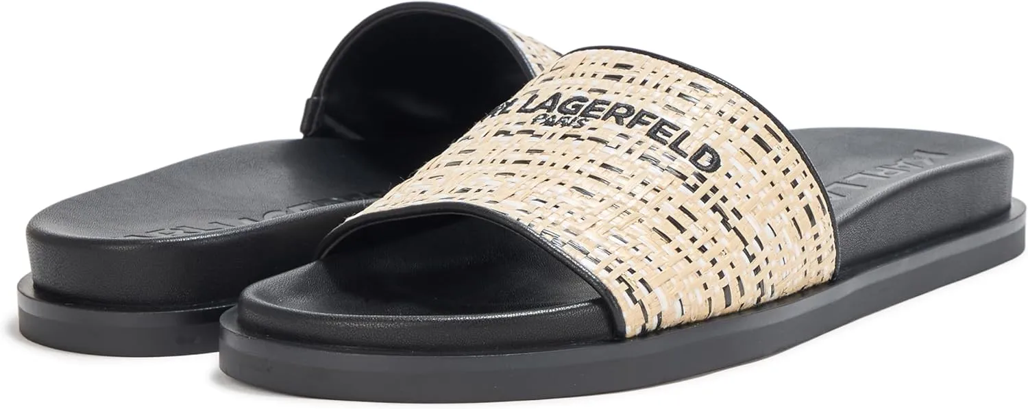 KARL LAGERFELD Women's Everyday Cushioned Insole Hazlet-Flat Slide Sandal