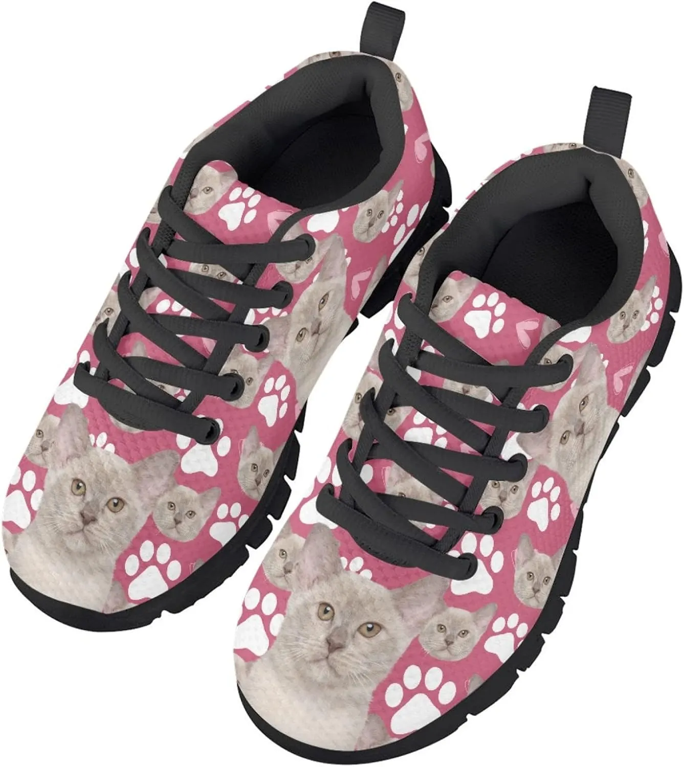 Kids Lightweight Breathable Walking Shoes Girls Washable Athletic Running Shoes Fashion Lace-up Sneaker