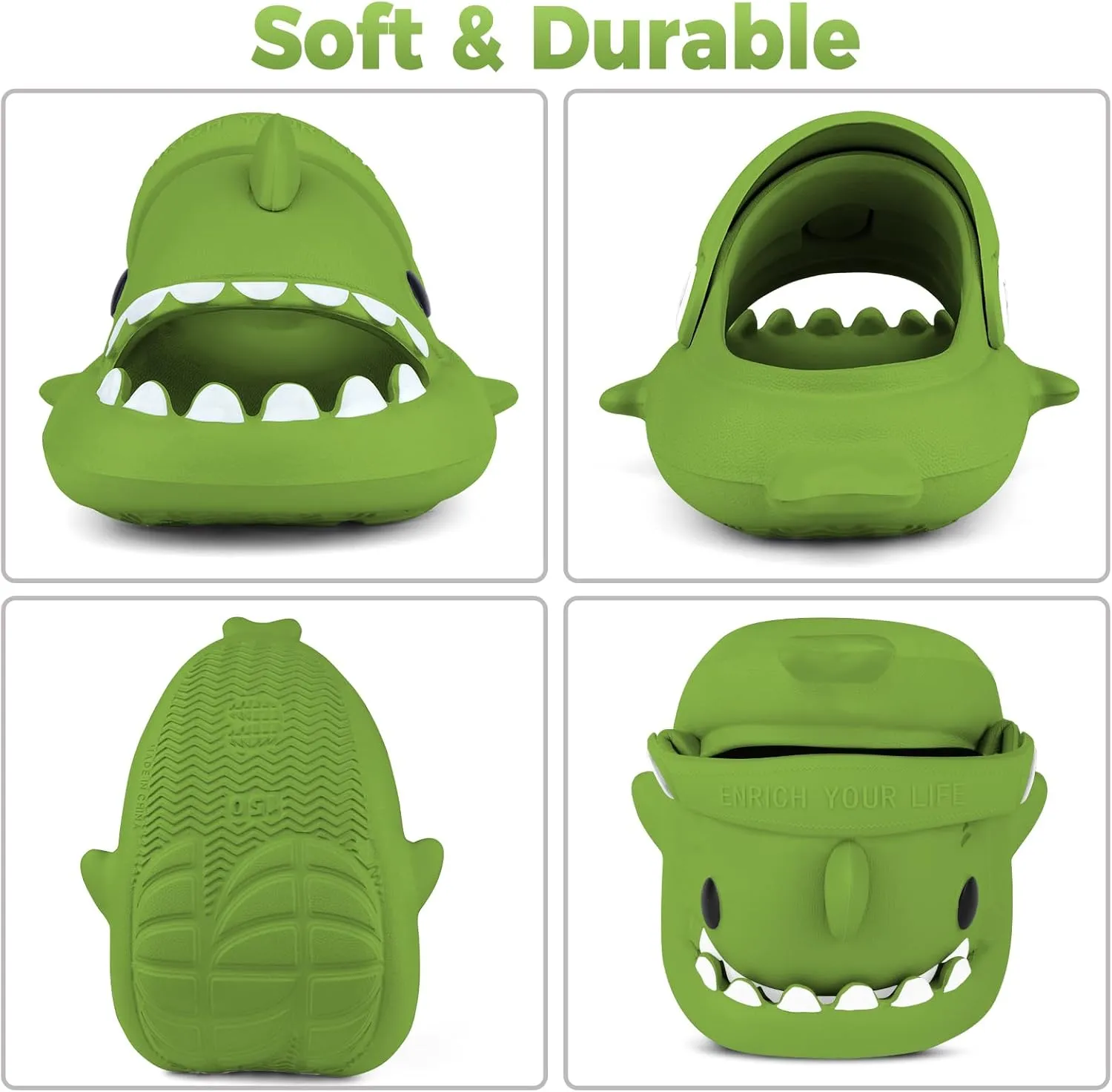 Kids Shark Slides丨Pillow Shower Sandals Quick Dry Slippers丨Toddler Boys Girls Comfy Cloud Slides丨Summer Non-Slip Thick Sole Beach Pool shoes