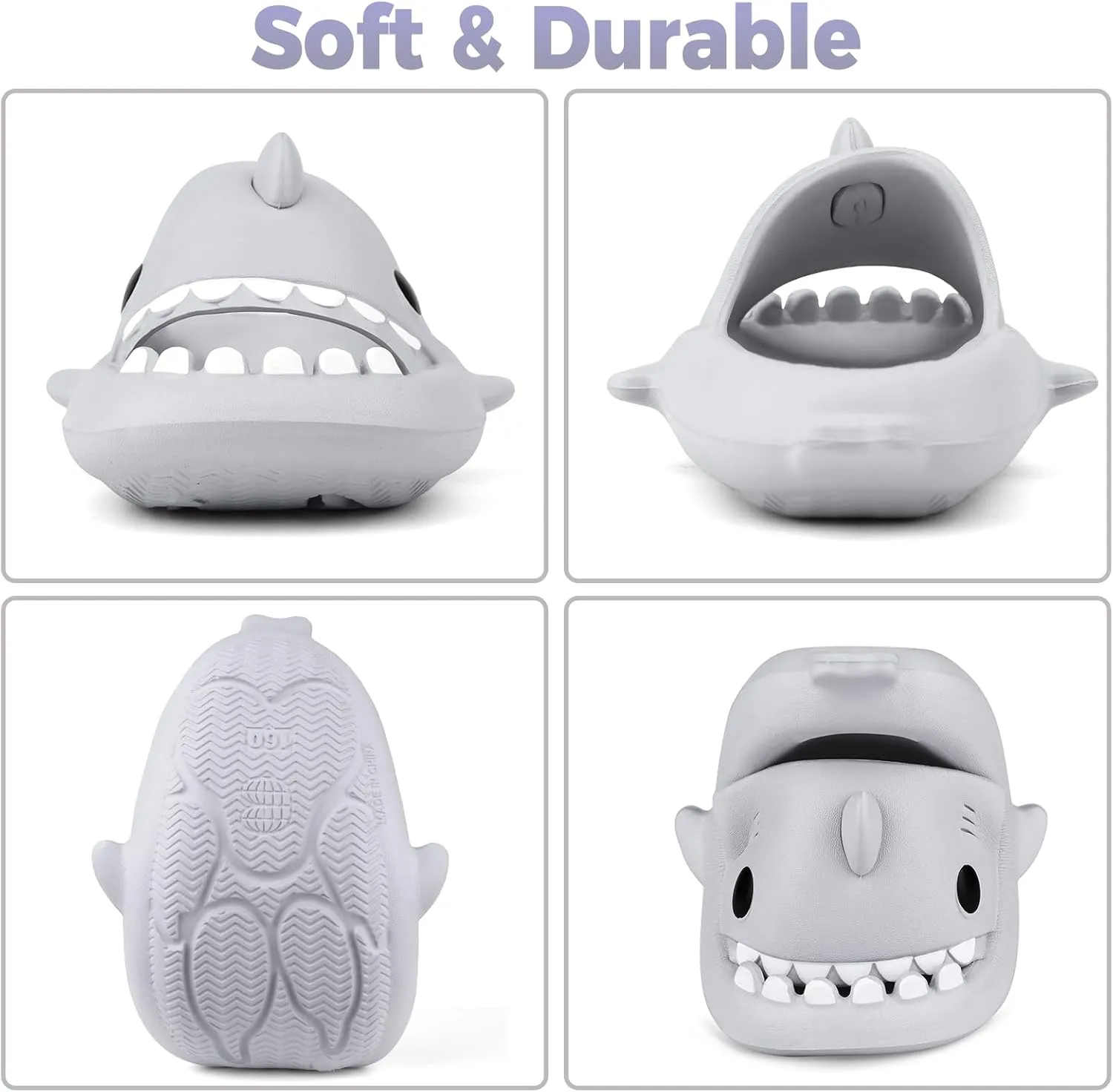 Kids Shark Slides丨Pillow Shower Sandals Quick Dry Slippers丨Toddler Boys Girls Comfy Cloud Slides丨Summer Non-Slip Thick Sole Beach Pool shoes