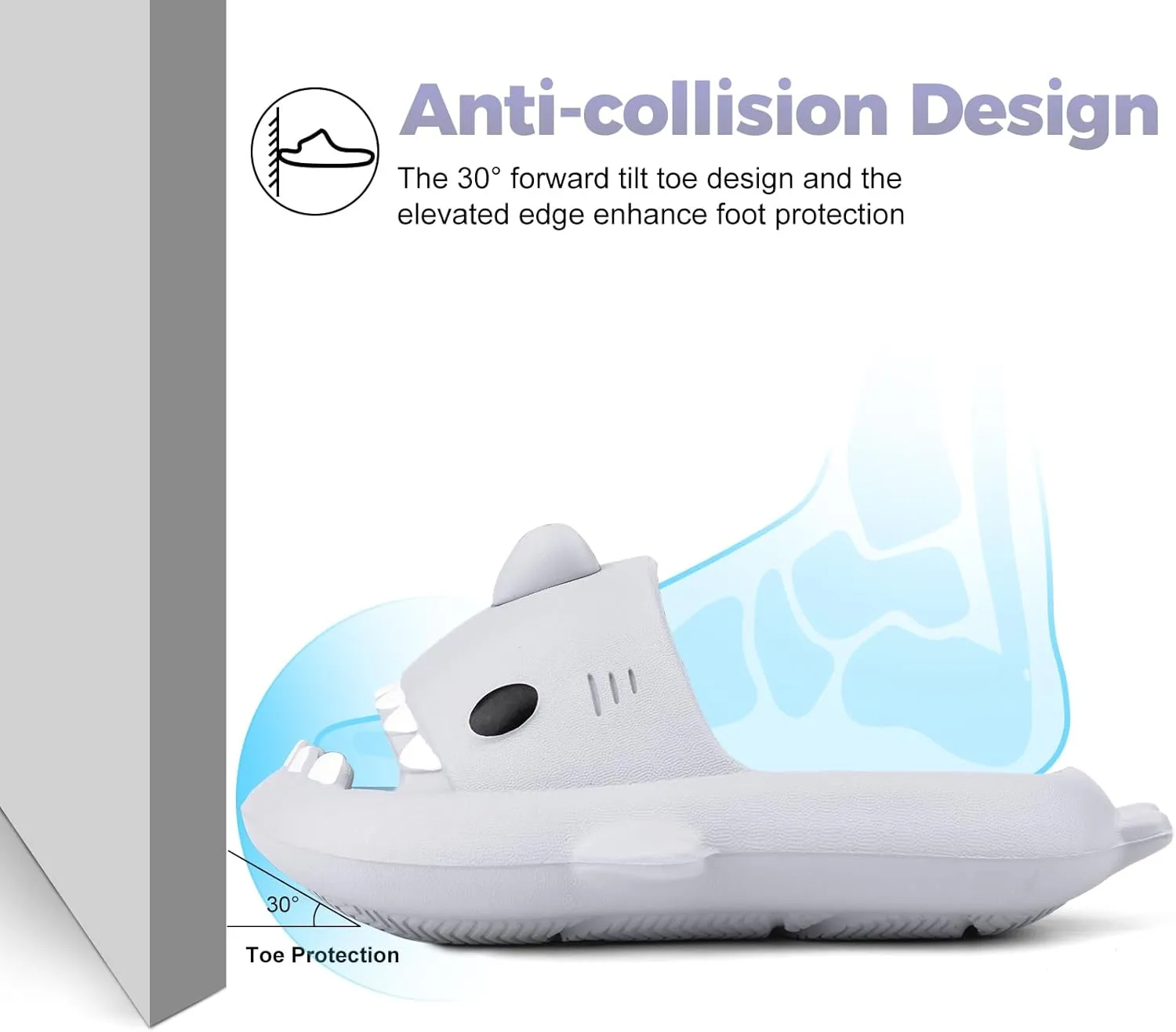Kids Shark Slides丨Pillow Shower Sandals Quick Dry Slippers丨Toddler Boys Girls Comfy Cloud Slides丨Summer Non-Slip Thick Sole Beach Pool shoes
