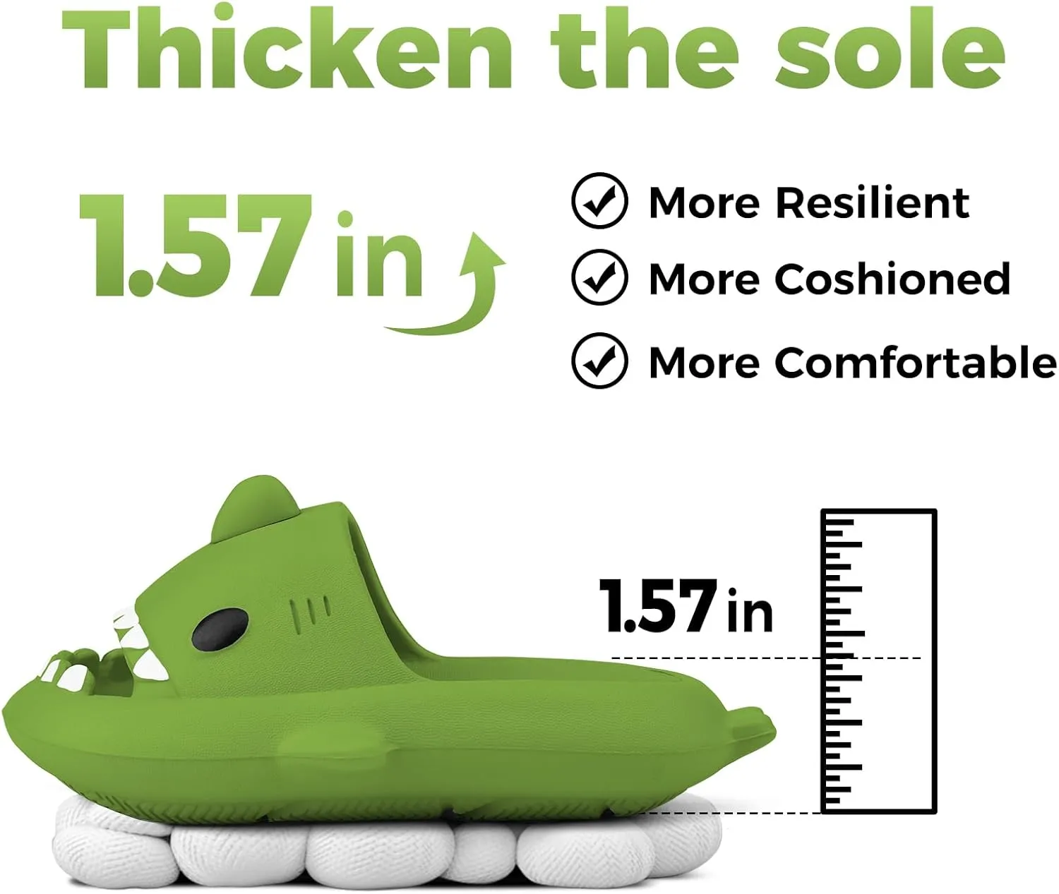 Kids Shark Slides丨Pillow Shower Sandals Quick Dry Slippers丨Toddler Boys Girls Comfy Cloud Slides丨Summer Non-Slip Thick Sole Beach Pool shoes