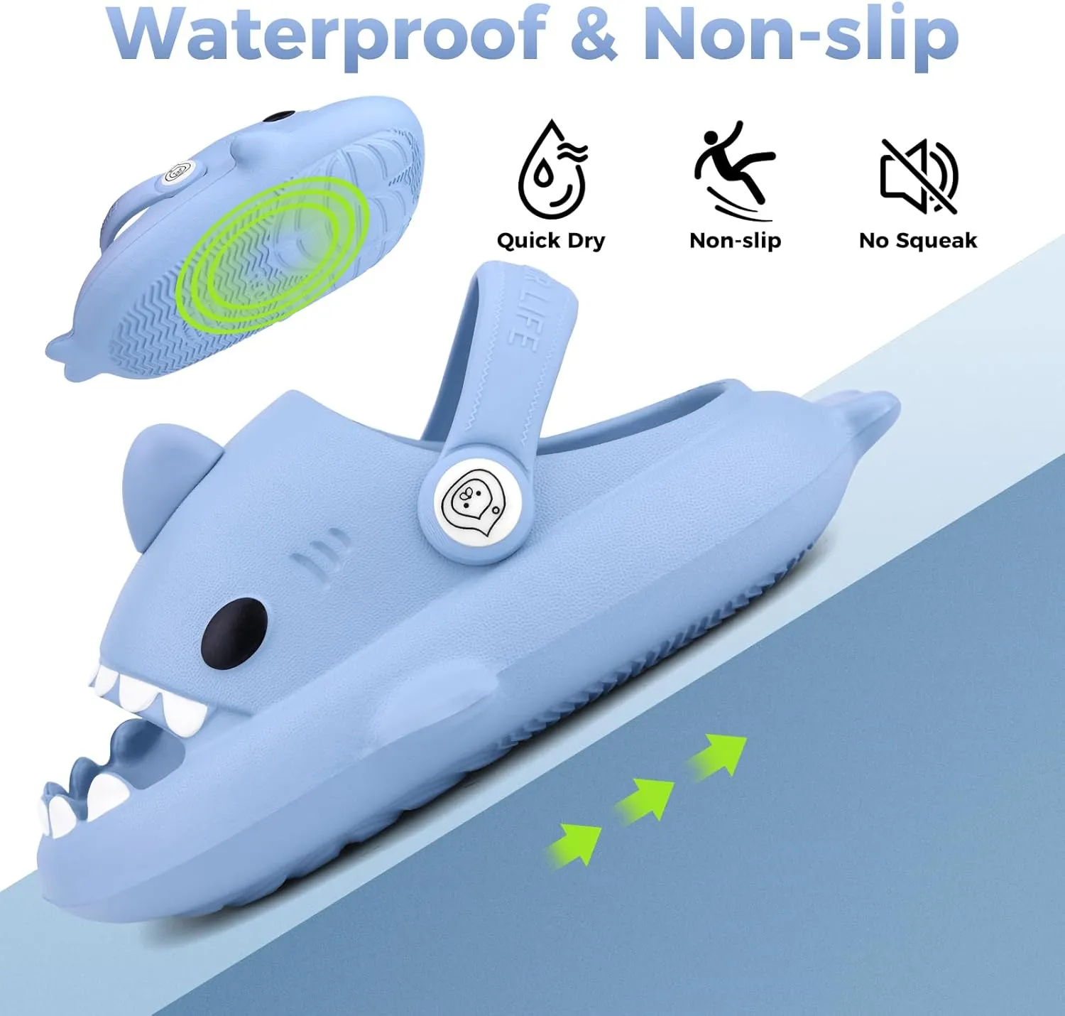 Kids Shark Slides丨Pillow Shower Sandals Quick Dry Slippers丨Toddler Boys Girls Comfy Cloud Slides丨Summer Non-Slip Thick Sole Beach Pool shoes