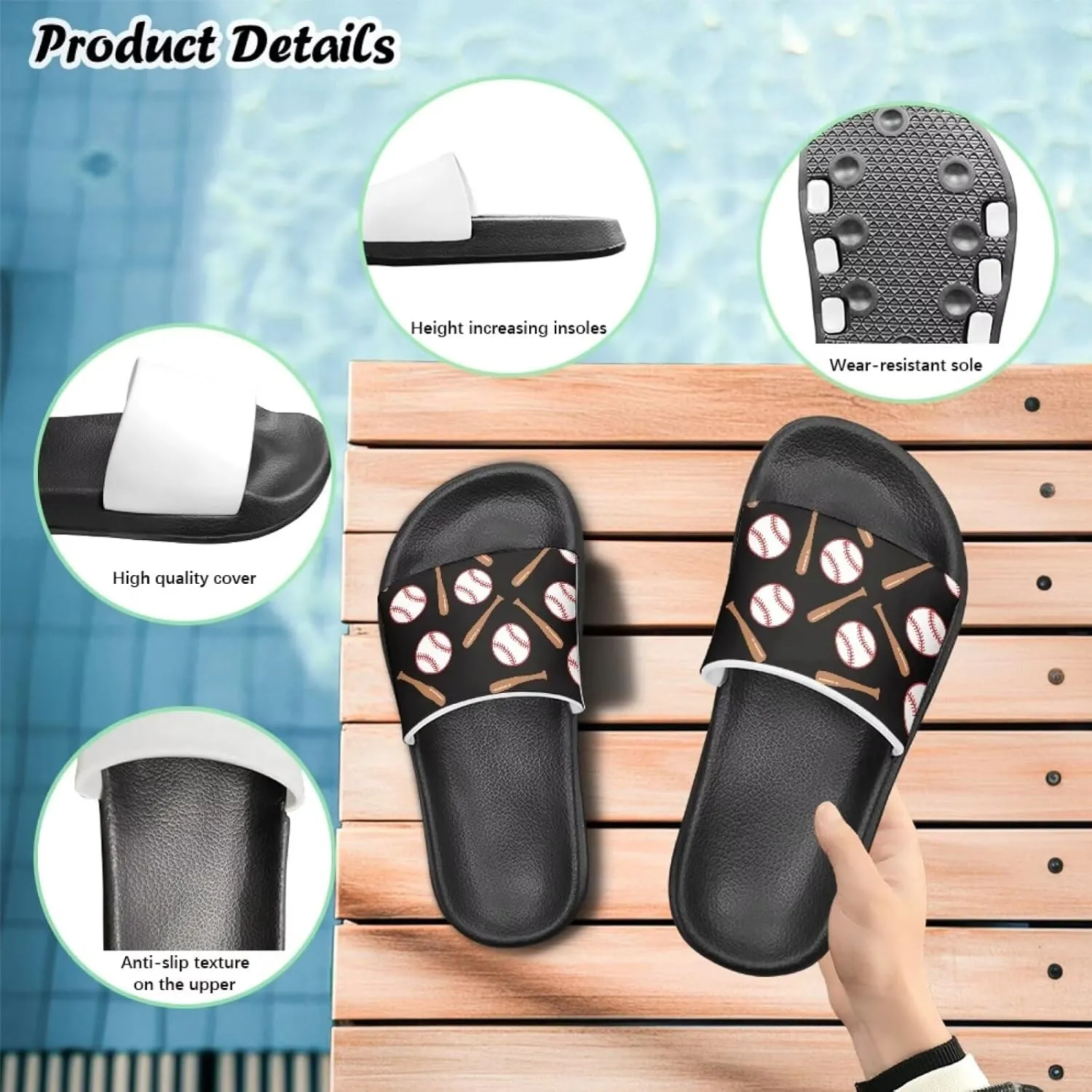 Kids Slide Sandals Novelty Ball Car Slides for Boys Non-slip Summer Slippers Beach Pool Shoes