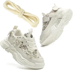 kkdom Girls Runnings Shoes Kids Fashion Glitter Butterfly Sneakers Breathable Lightweight Tennis Athletic Sports