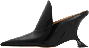 Kluolandi Metallic Heeled Mules for Women Sexy Pointed Closed Toe Slip On Wedge Mule Pumps Heels