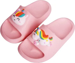 Knemksplanet Toddler Boys Girls Slippers Bunny Unicorn Pillow Sandals Summer Quick Dry Bathroom Slides Beach Water Non-Slip Kids Shower Shoes