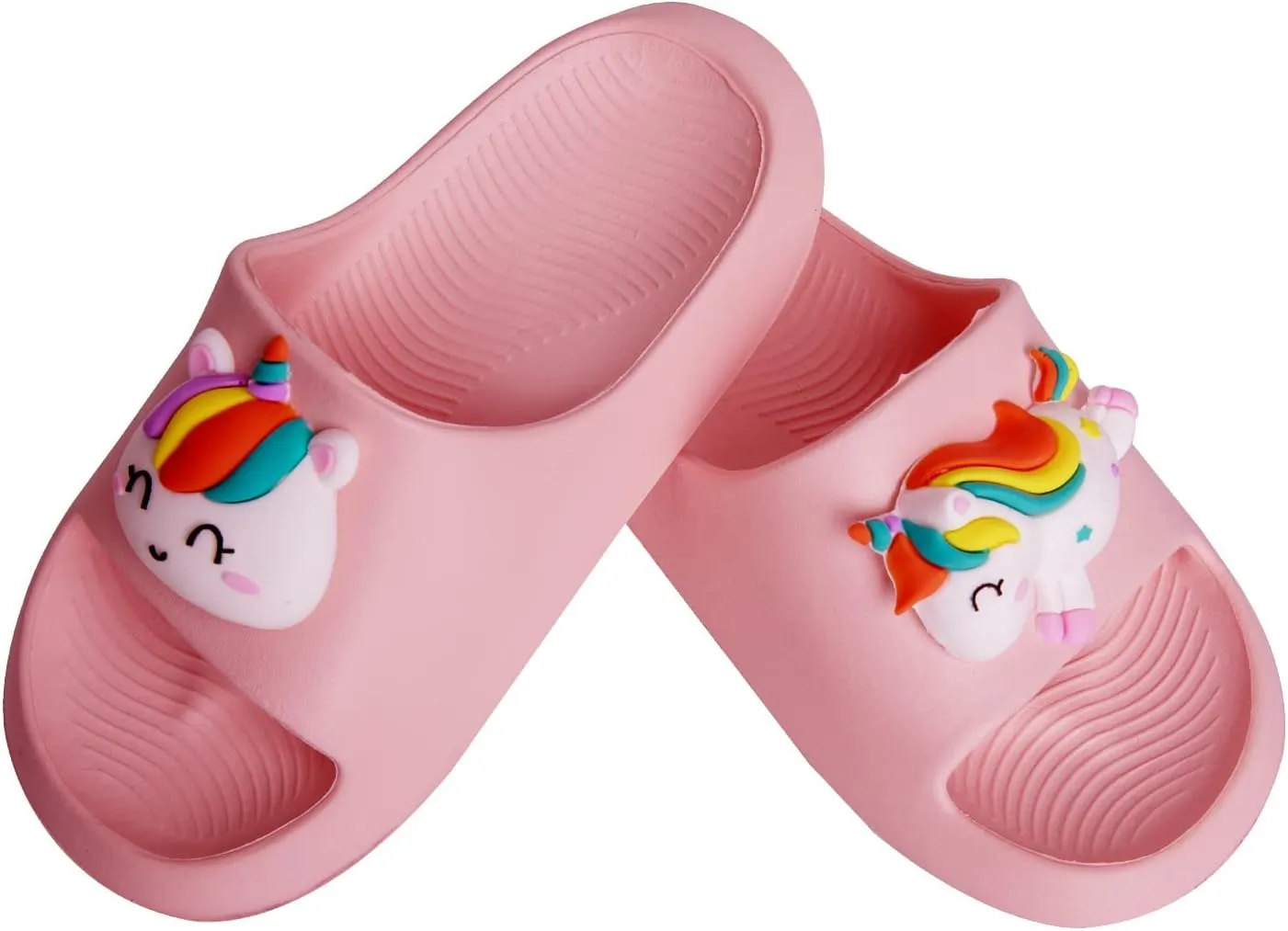 Knemksplanet Toddler Boys Girls Slippers Bunny Unicorn Pillow Sandals Summer Quick Dry Bathroom Slides Beach Water Non-Slip Kids Shower Shoes