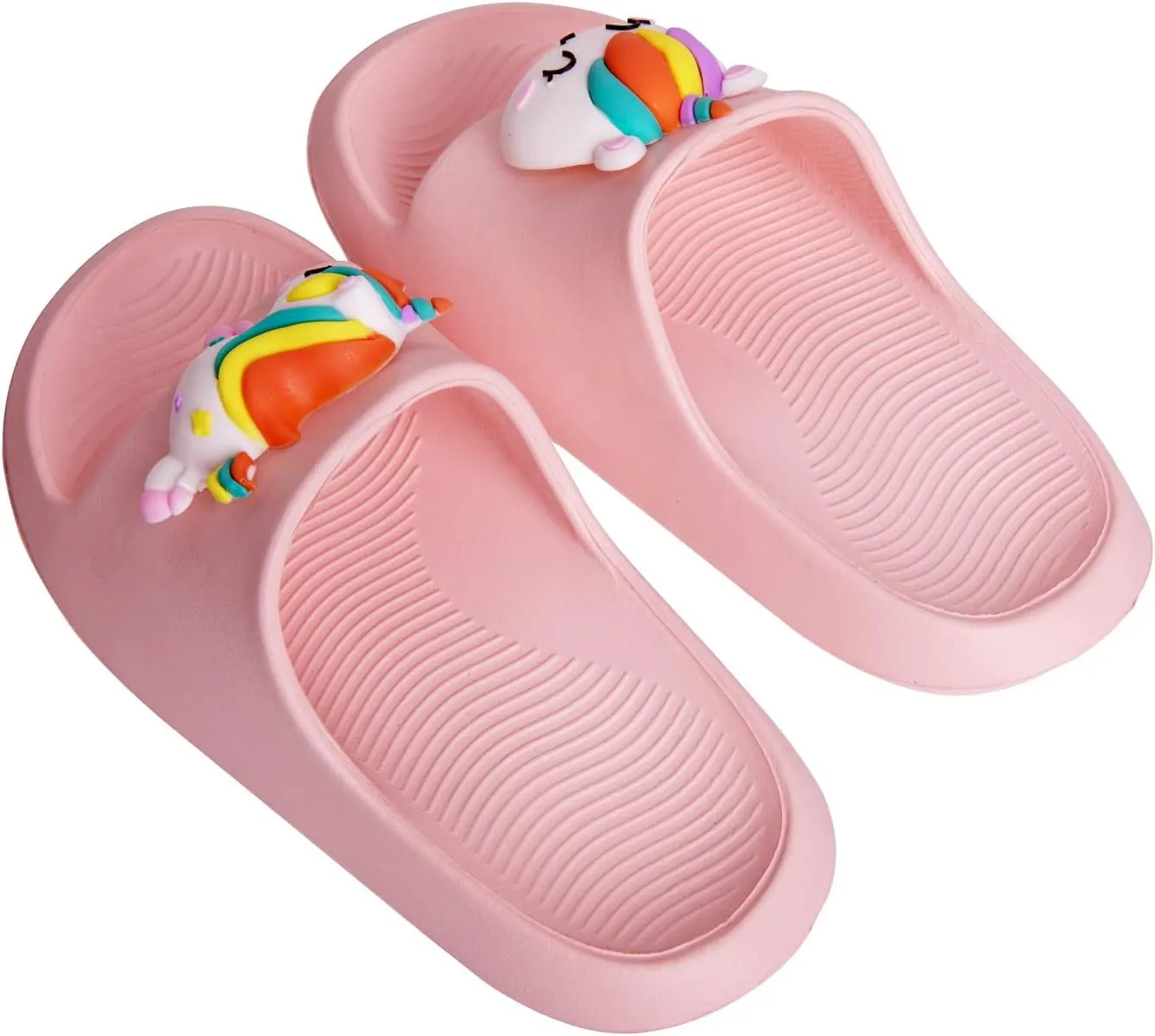 Knemksplanet Toddler Boys Girls Slippers Bunny Unicorn Pillow Sandals Summer Quick Dry Bathroom Slides Beach Water Non-Slip Kids Shower Shoes