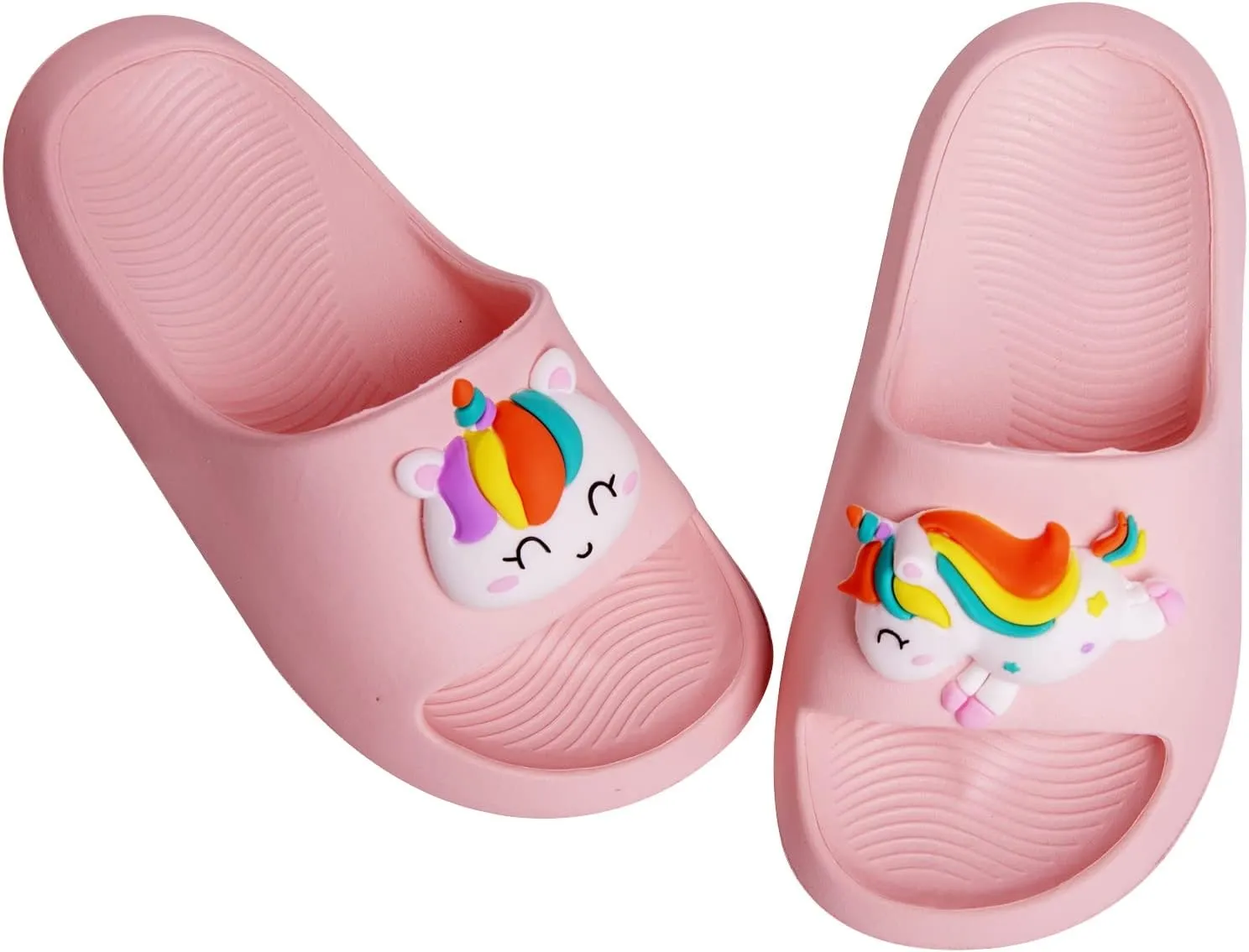 Knemksplanet Toddler Boys Girls Slippers Bunny Unicorn Pillow Sandals Summer Quick Dry Bathroom Slides Beach Water Non-Slip Kids Shower Shoes