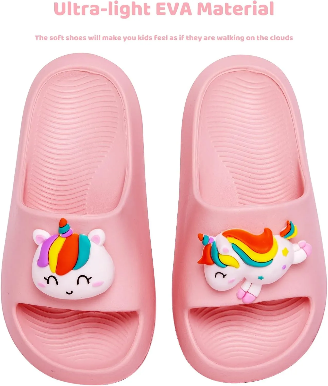 Knemksplanet Toddler Boys Girls Slippers Bunny Unicorn Pillow Sandals Summer Quick Dry Bathroom Slides Beach Water Non-Slip Kids Shower Shoes