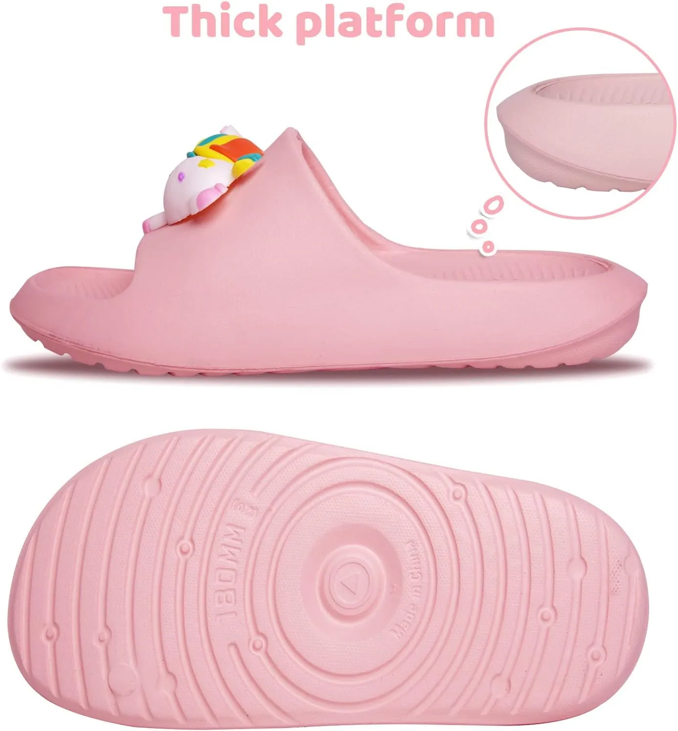 Knemksplanet Toddler Boys Girls Slippers Bunny Unicorn Pillow Sandals Summer Quick Dry Bathroom Slides Beach Water Non-Slip Kids Shower Shoes