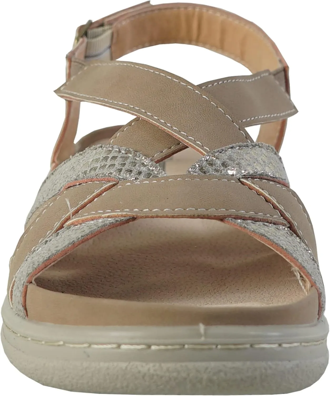 KOZI Canada Women Comfort Mule Shoe Casual Wedge Sandal with Round Toe Replaceable Orthopedic Insole Black Camel Navy Taupe