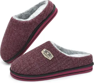 KuaiLu Men's Orthopedic Memory Foam Slippers - Fashion Casual Wool-blend Stripe Knitted with Warm Sherpa Plush Lining - Winter Men's Mule Scuff Non-slip House Slippers - Size 7-14
