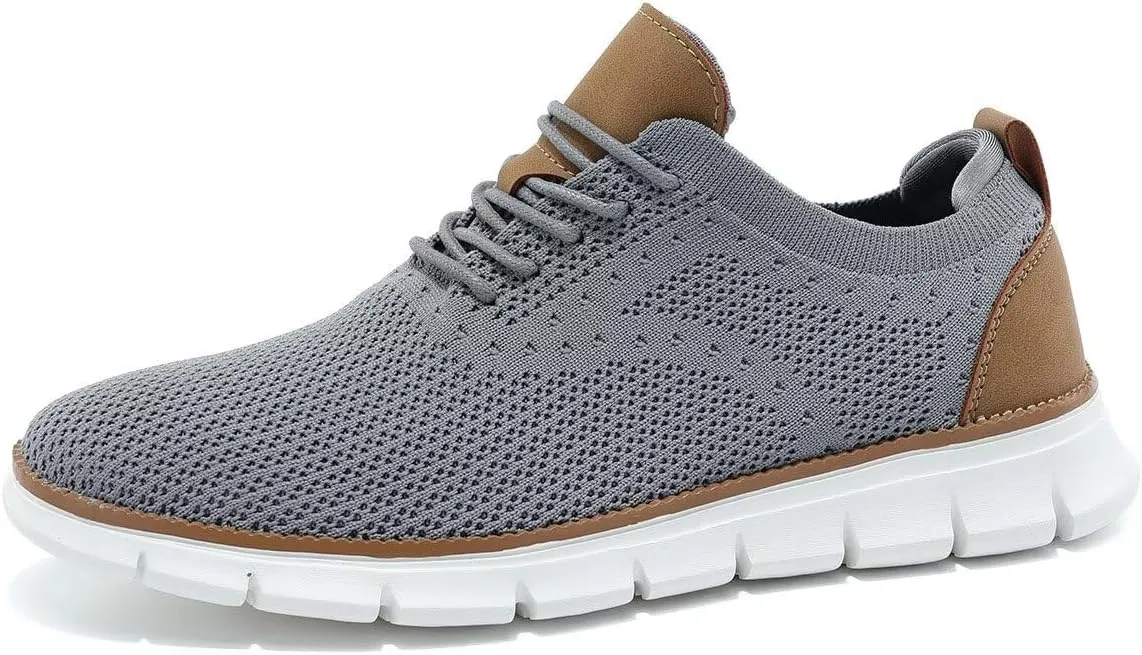 Kundork Men's Casual Dress Shoes Comfort Walking Shoes Mesh Knit Lightweight Breathable Sneakers