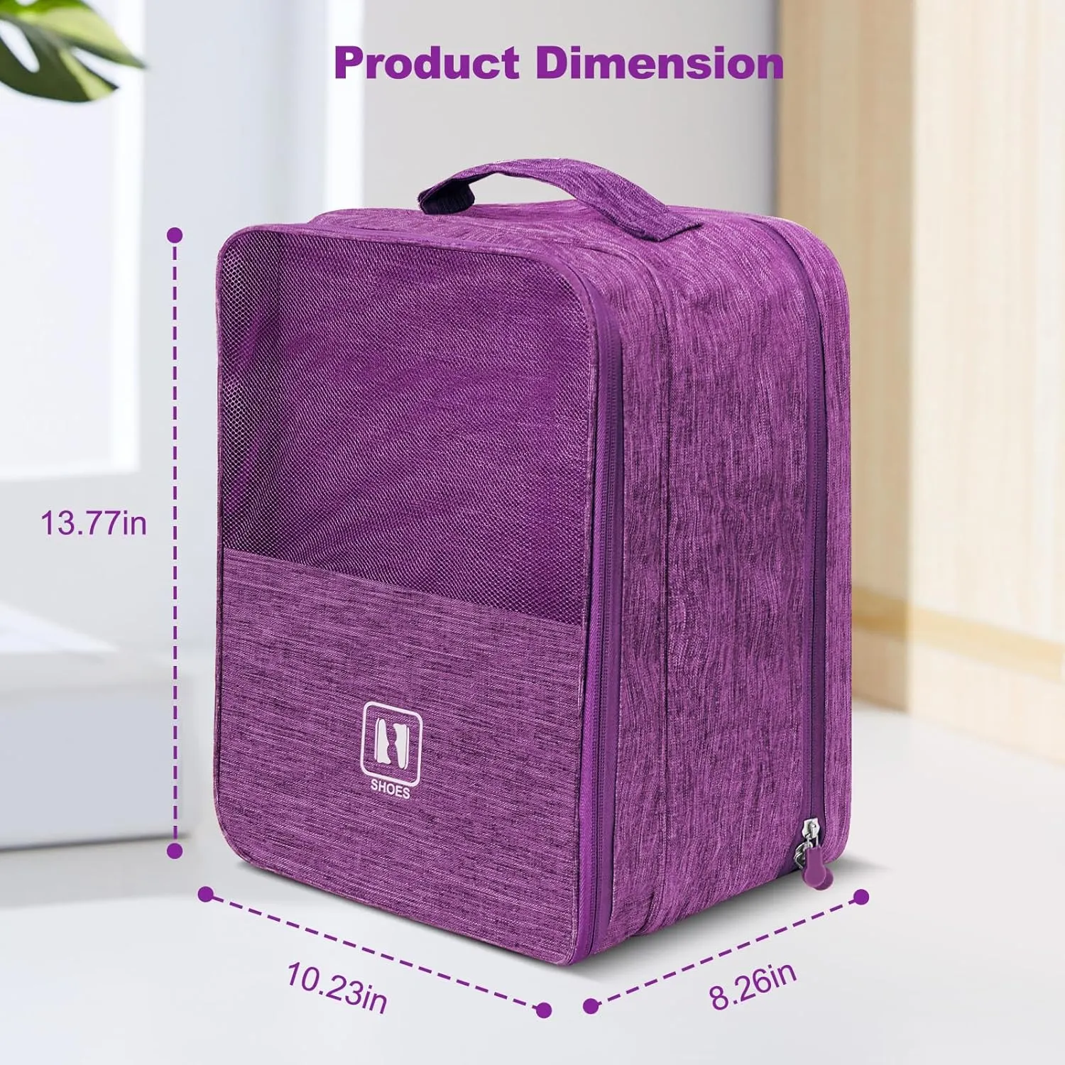 Large Shoe Bags for Travel, Shoe Travel Bag Holds 3 Pairs of Shoes, Travel Shoe Bags for Packing in Suitcase, Portable Dance Shoe Storage Pouch, Shoe Organizer, Sneaker Storage Bag(Purple)