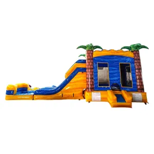 Lava Falls Dual Lane Bounce House with Slide (Wet/Dry)