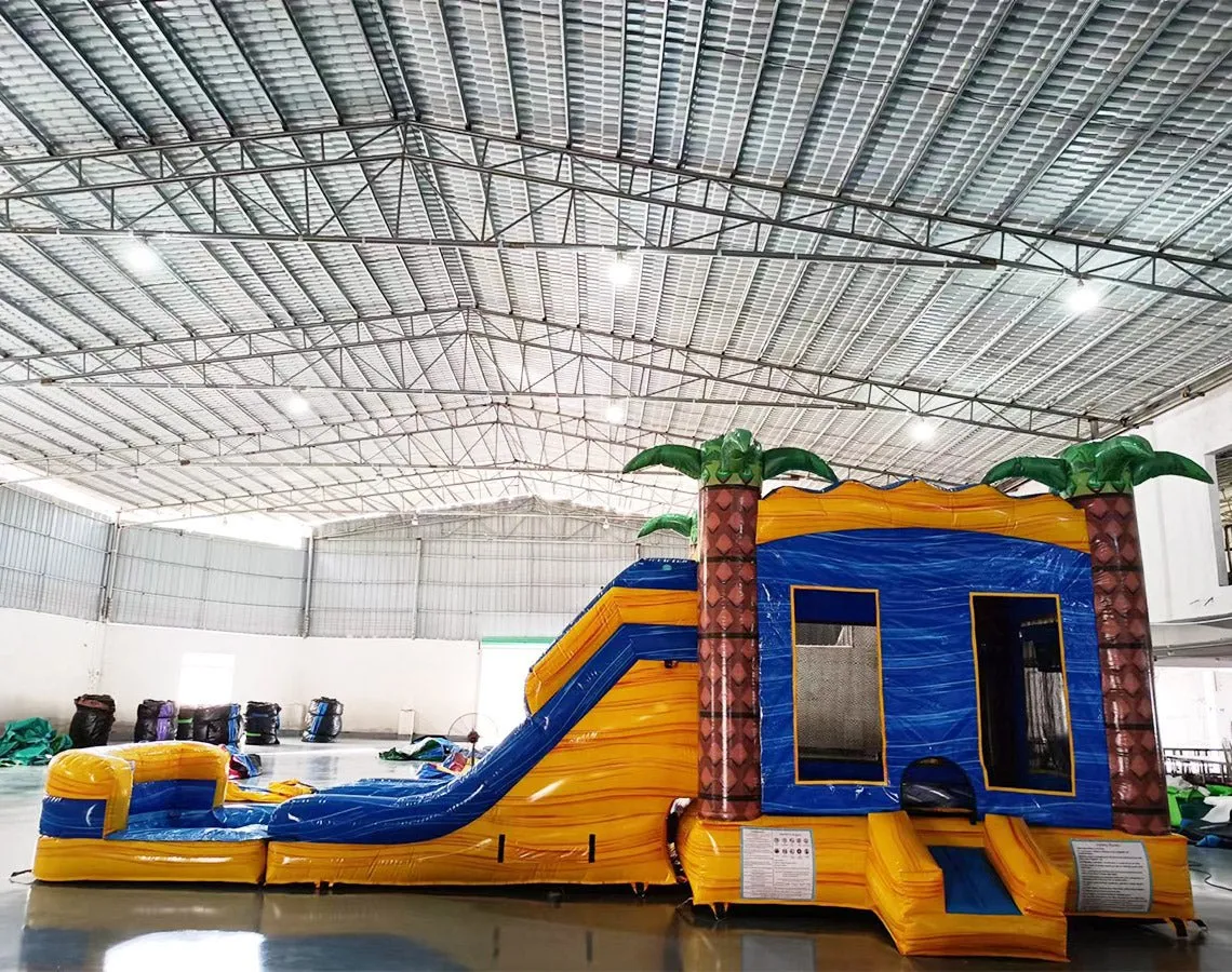 Lava Falls Dual Lane Bounce House with Slide (Wet/Dry)