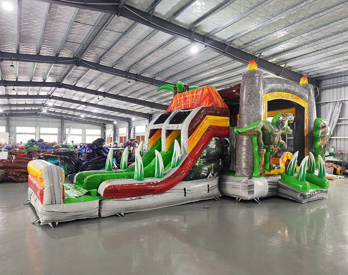 Lava Raptor Dual Lane Bounce House with Slide (Wet/Dry)