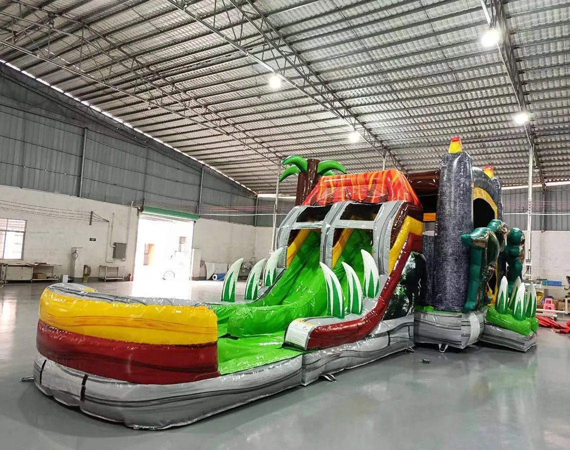 Lava Raptor Dual Lane Bounce House with Slide (Wet/Dry)