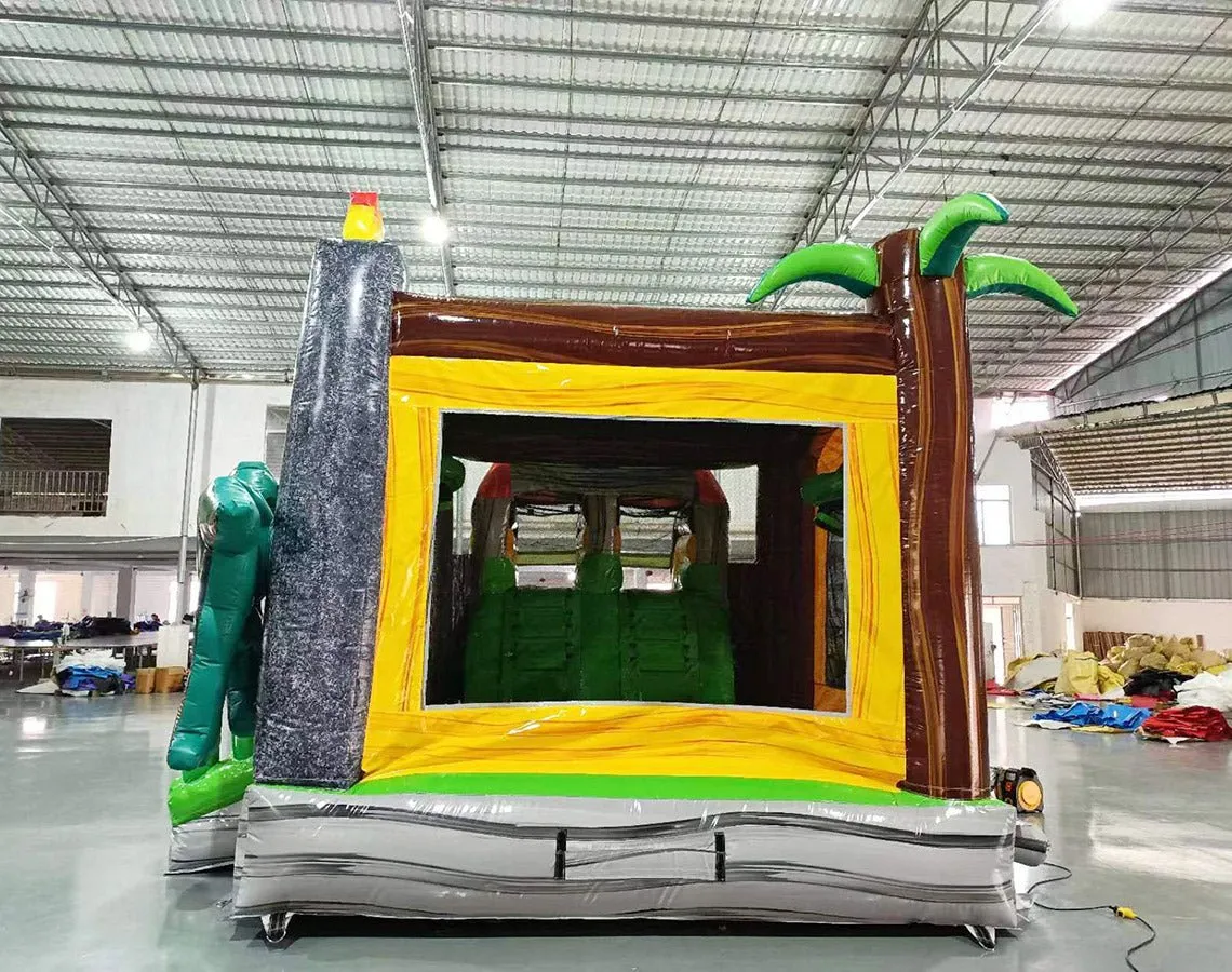 Lava Raptor Dual Lane Bounce House with Slide (Wet/Dry)