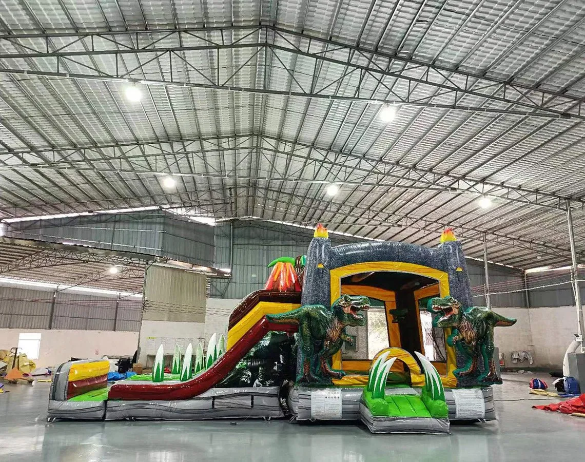 Lava Raptor Dual Lane Bounce House with Slide (Wet/Dry)