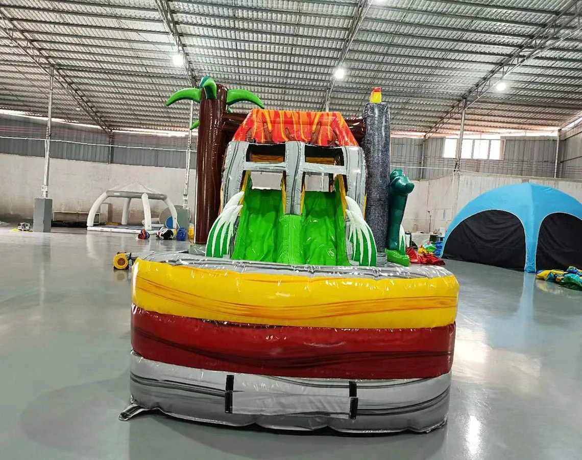 Lava Raptor Dual Lane Bounce House with Slide (Wet/Dry)
