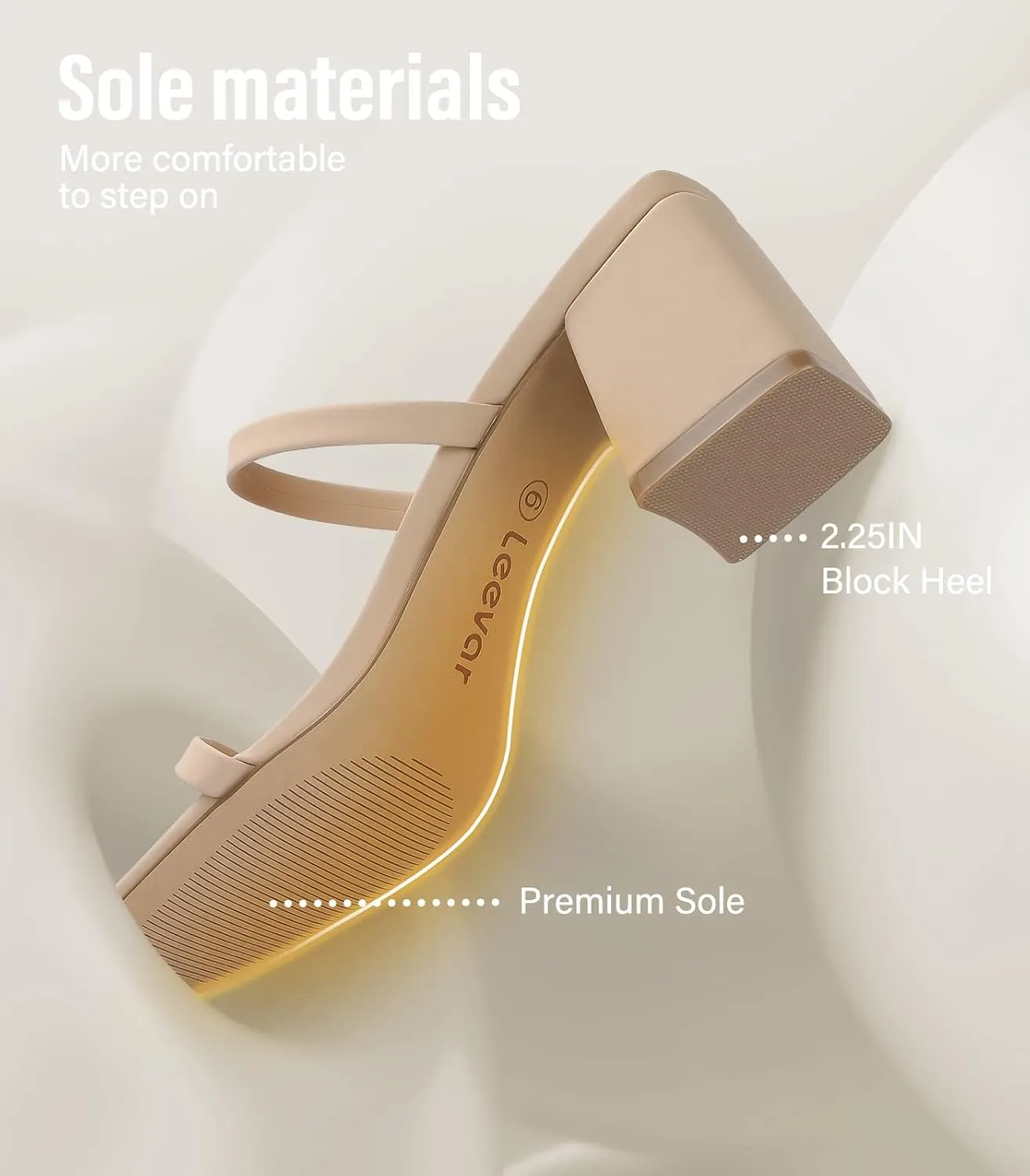 Leevar Square Toe Heeled Sandals for Women - Women's Low Block Heels Sandals - 2.25IN Open Toe Ankle Strap Chunky Heels - Slip on Heeled Sandal Mule- Nude Black Strappy Heels for Party Wedding Dress Shoes