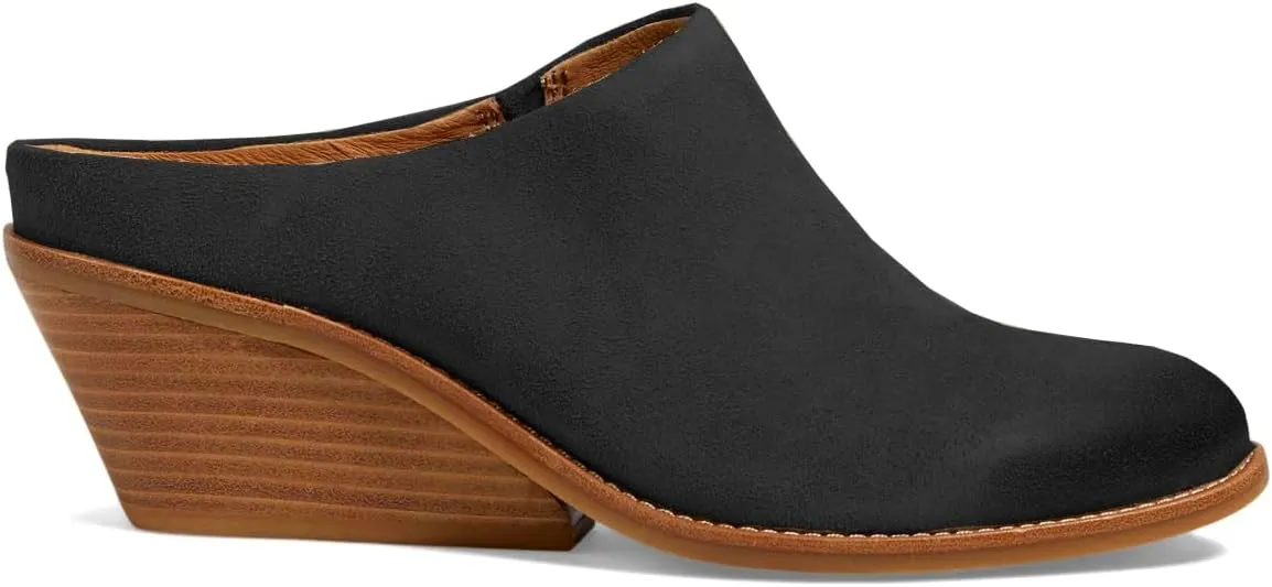 LEHOOR Women Comfort Mule Wedges Round Toe Slip On Wedge Heels Mules Walking Retro 2 inch Stacked Wedged Mule Shoes Office Ladies Heeled Slide Shoes Backless Casual Going Out 4-11 M US