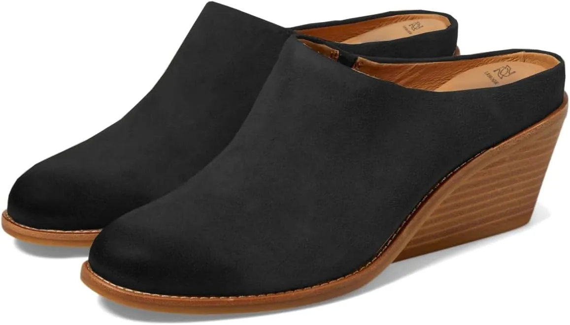 LEHOOR Women Comfort Mule Wedges Round Toe Slip On Wedge Heels Mules Walking Retro 2 inch Stacked Wedged Mule Shoes Office Ladies Heeled Slide Shoes Backless Casual Going Out 4-11 M US
