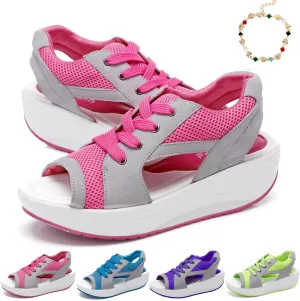 LELEBEAR Flair Gifts Sandals, Lace Up Muffin Sandals for Women, Womens Muffin Shoes Sneaker Sandals
