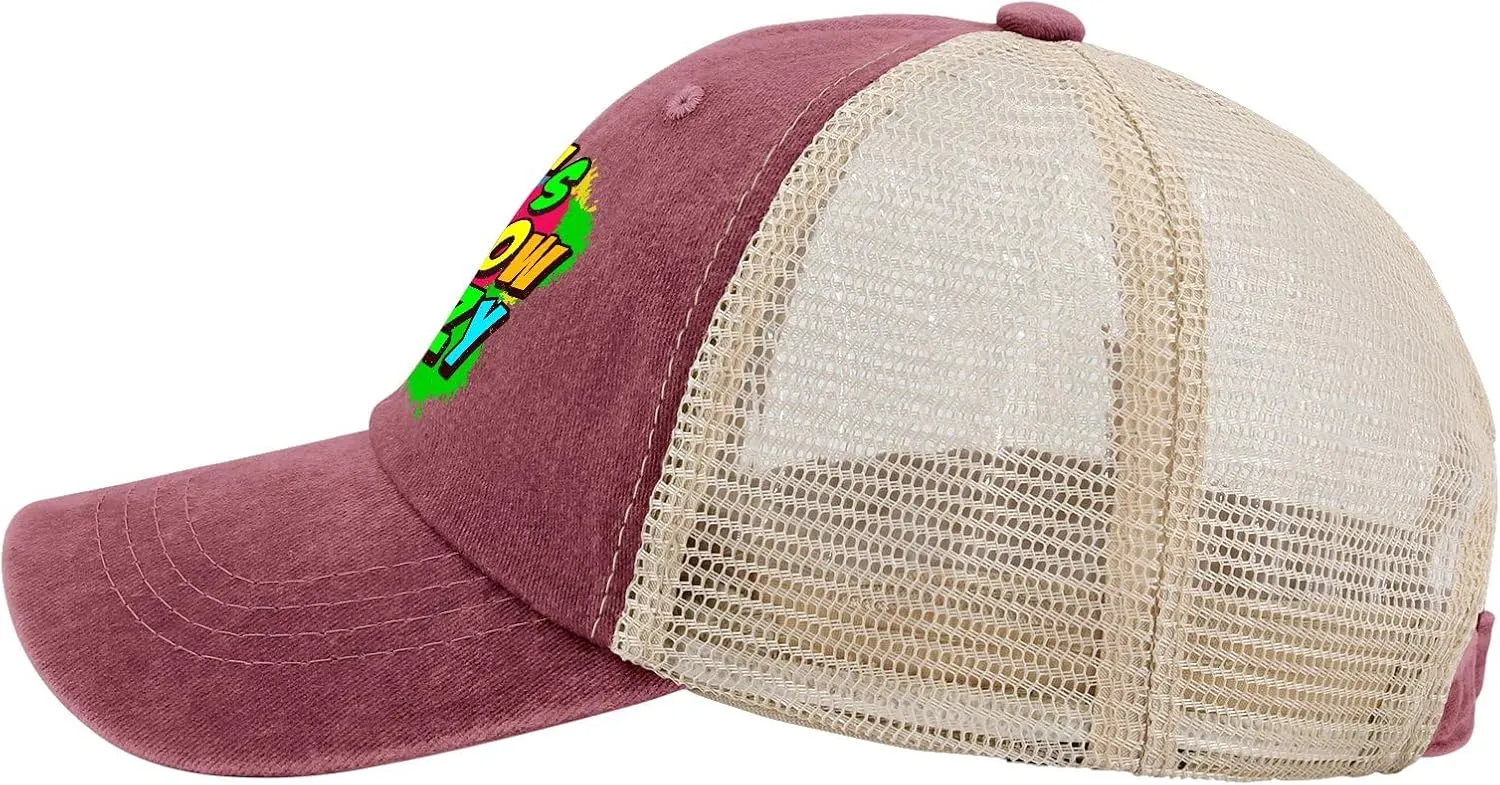 Let's Glow Crazy Hat for Mens Baseball Cap Funny Washed Running Hat Quick Dry